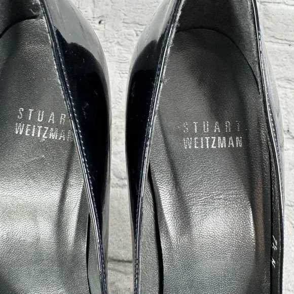 Stuart Weitzman Patent Leather Heels Size 7.5 Narrow Classic Black - Picture 9 of 12